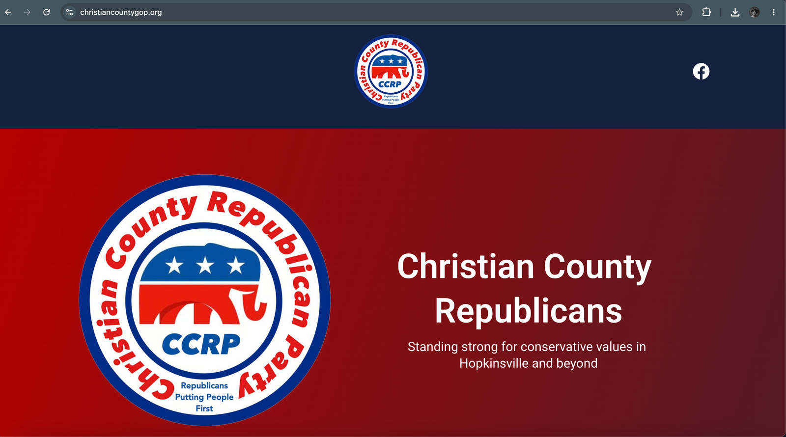 Desktop screenshot of the Christian County GOP website